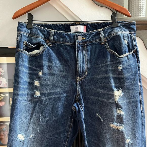 CAbi 100% BF Distressed Jeans sz 12 - Picture 1 of 6
